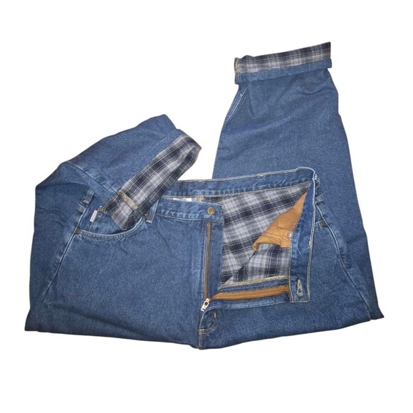 Carhartt B172 Medium Wash Relaxed-Fit Straight-Leg Flannel Lined Jean Sz 42X28.5 - Picture 5 of 11